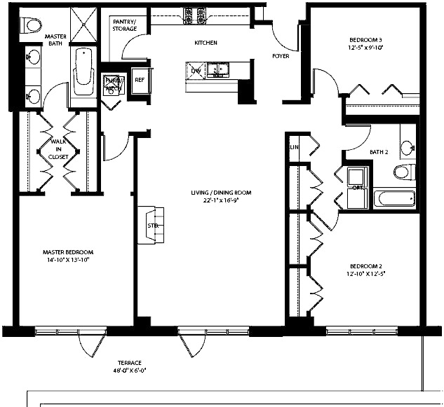 3140 N Sheffield Floorplan - 703 Tier*